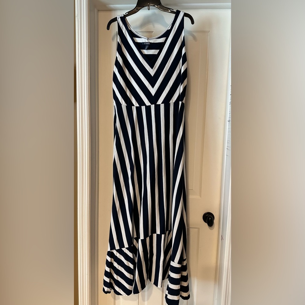 Stripe navy blue and white dress